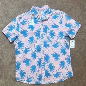 Sonoma Pink and Blue Palm Print Men's Shirt